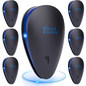 6 Pack 2026 Ultrasonic Repellent Indoor, Mouse Traps Insert Plug in, Pest Control Repellent Ant, Roach,Rodent, Mouse, Bugs, Mosquito, Spider, for Home, Office, Kitchen