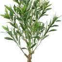 34" Fake Olive Tree with Pot Indoor, Small Artificial Olive Branches Stems Potted Greenery Faux Green Plants in Pot for Tabletop Desk Office Bedroom Bathroom Kitchen Living Room Home Decor
