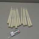 12 Pcs Flickering Flameless LED Taper Candles, 11" Long Fake Taper Candles Battery Operated with Remote Timer, Ivory Plastic Electric Candlesticks for Wedding Party Christmas Holiday