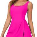 Aleumdr One Piece Swimdress Swimsuit for Women Tummy Control Split Swim Dress Skirt Bathing Suit with Pockets Large
