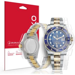 skoko [2 Pack Protective Film Compatible with Rolex Submariner 40mm (1.57 inch) Ref. 116610 116613 116618 116619 116659 with Screen Protector, Full Cover Transparent Clear Skin
