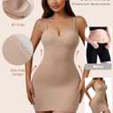 Strapless Shapewear for Women Breathable Tummy Control Shapewear Dress with Removable Straps Bulit in Bra Full Slip (L)