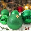 Extra Large Size Outdoor Christmas Ornaments, Oversized Huge Big Shatterproof Xmas Christmas Plastic Balls for Outside Lawn Yard Tree Hanging Decorations (8"/200mm, Green, 8 Packs)