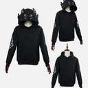 Adult Dragon Toothless Furry Pullover Hoodie Cosplay Sweatshirt Coat Jacket Suit (X-Large, Black)