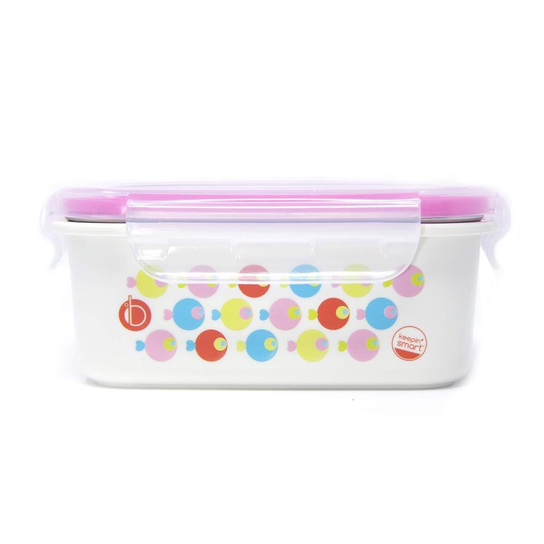 Innobaby Keepin' Fresh Stainless Bento Snack or Lunch Box with Lid for Kids and Toddlers 15 oz, BPA Free Food Storage, Pink Fish