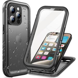 Cozycase for iPhone 15 Pro Max Waterproof Shockproof Dustproof Case - Heavy Duty/360 Full Body/Military Grade/Protective/Rugged 8FT Drop Proof Built in Screen/Camera Protector with Lanyard Black