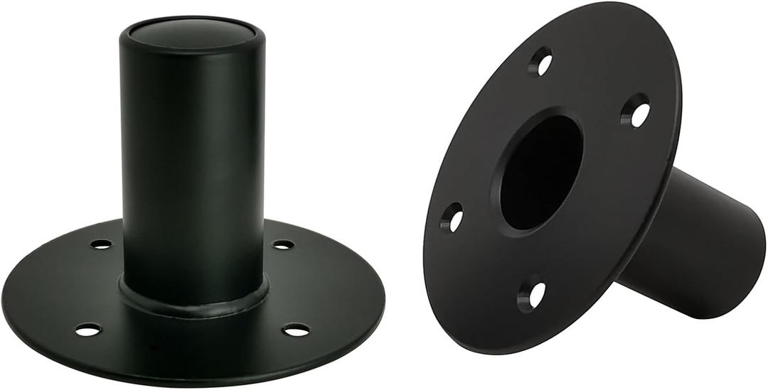 Speaker Stand Top Hat,110x80mm / 4.33"3.15" Metal Speaker Cabinet Pole Mount Adapter, Black Color - 2 Pack