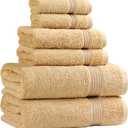 Superior Luxury Cotton Bath Towel - 6 Piece Set, Premium Egyptian Cotton Towels, Gold