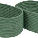 CubesLand Cube Shelf Closet Storage Baskets Bins Set 2,Woven Basket for Organizing/Storage,Long-lasting &Skin-friendly Toy Storage Basket Bin,Stylish Room Decor Basket,Cotton Rope Basket Green