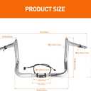 Pre-Wired 1 1/4" Fat 12" Rise Ape Hangers Handlebars Fit for Harley Touring Miter Cut Street Glide/Electra Glide/Ultra Limited 2014-2023, 1" Clamp Meathook Monkey Bar (Chrome)