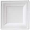 Susty Party 10-Inch Compostable Square Plates (50-Count), Sugarcane Heavy Duty Disposable Biodegradable Plate for Dinner, White