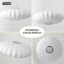 Large 23.6 inch Lantern Pendant Light, White Imitation Silk Lampshade, Bubble Pendant Light, Hanging Lamp Simple Chandelier for Living Dinning Room Kitchen Island Bedroom Restaurant Cafe