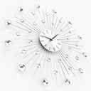 Timelike Modern 3D Crystal Wall Clock - Celebration Decorative Metal Wall Clock, Silver Mirror Sparkling Bling Diamond-Studded Wall Decor Clock Ideal for Living Room Bedroom Office (Silver), Large