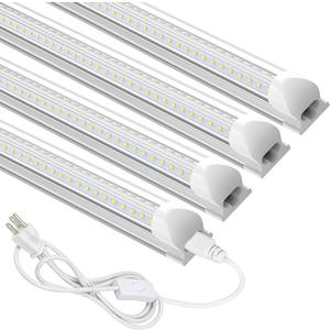 Reisener 4 Pack 4FT LED Shop Light, 36W 4500 Lumens Super Bright, 5000K Daylight, V-Shape Integrated T8 LED Tube Light, Linkable (Up to 6) Plug and Play Utility Garage Lights for Workshop Workbench