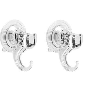 Quntis Wreath Hanger 2 Pack - Clear Plastic Suction Cup Hooks, Reusable, Waterproof Vacuum Suction Hooks for Shower Wall, Window, Towel, Loofah, Soap Bag, Christmas Decor