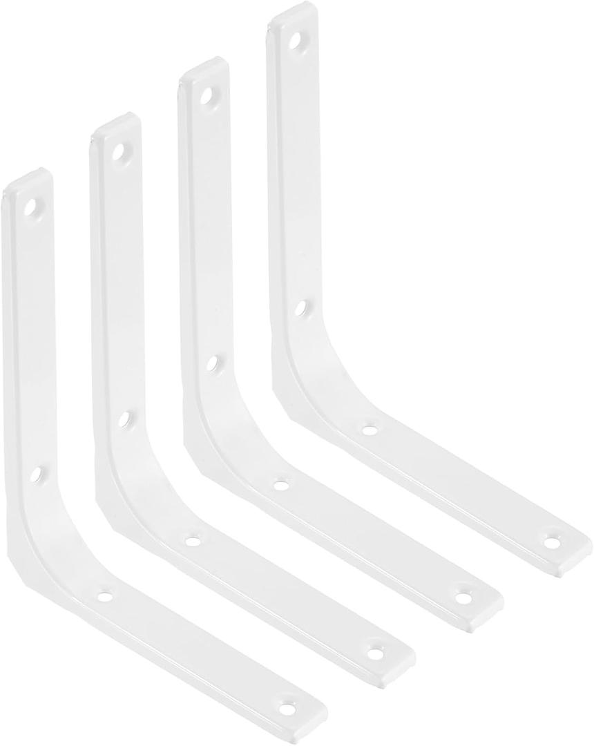 uxcell 4Pcs Floating Shelf Brackets, 5 x 6 Inch Heavy Duty Wall Shelf Supports, Steel Joint Angle Brackets for Wood Shelves, Cabinets, Countertop Support, White