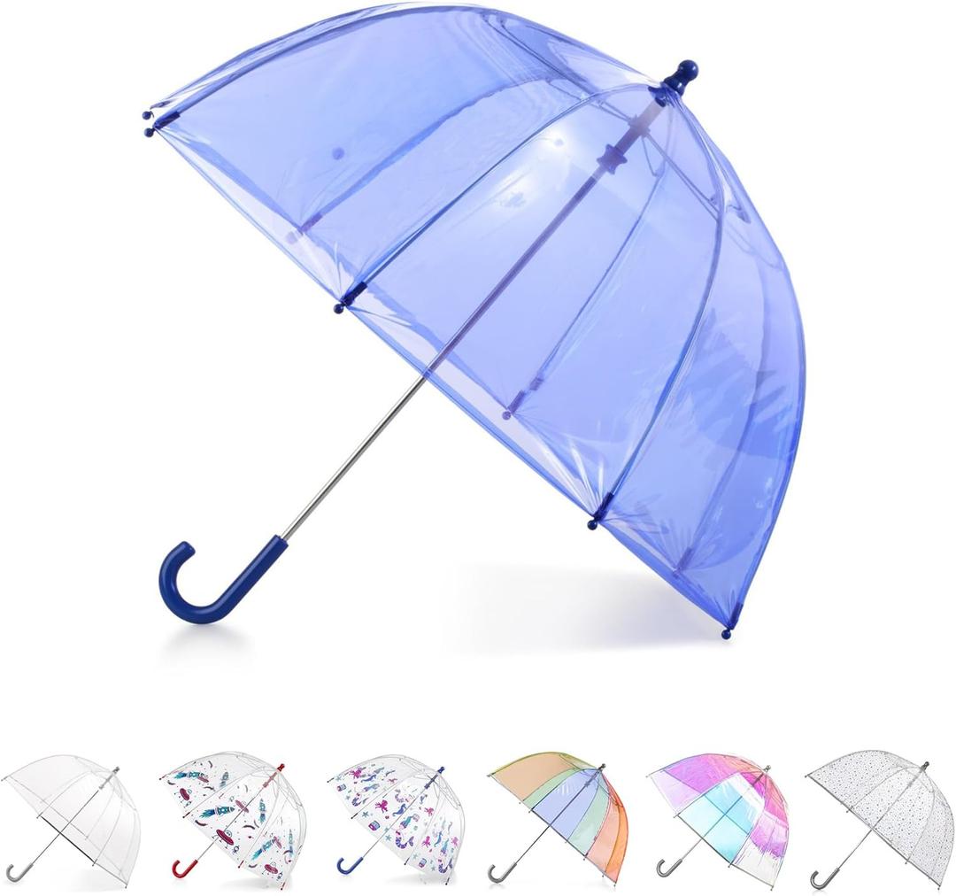 Totes Kids Pinch Proof Bubble Umbrella with Enhanced Visibility (38" Canopy, BLUE)