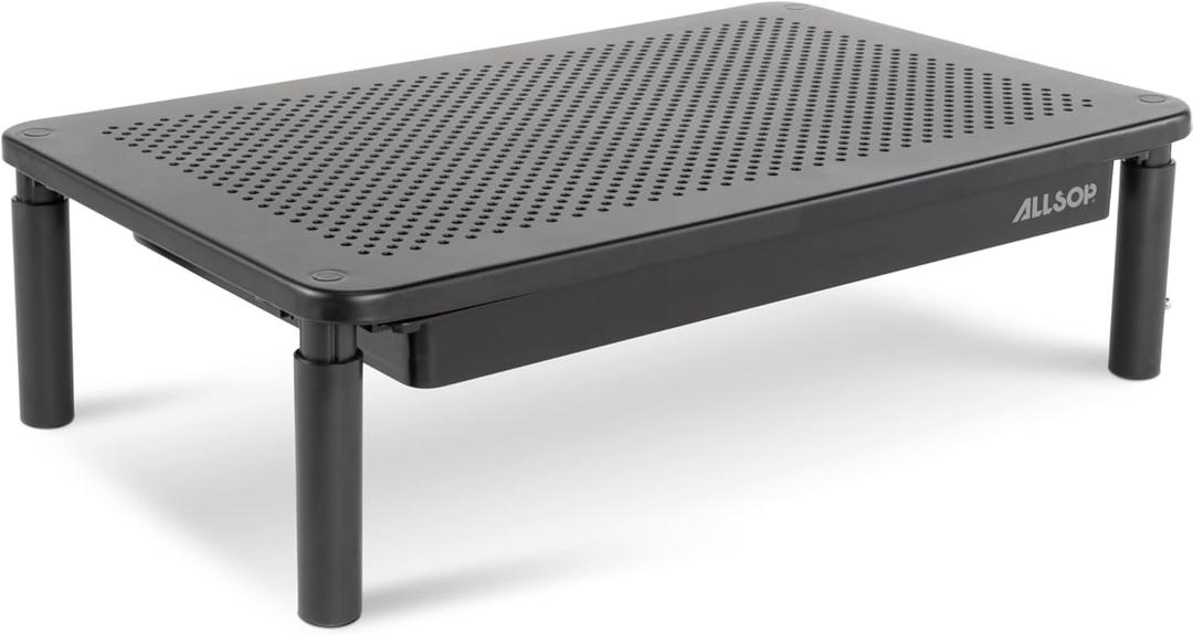 Allsop Metal Art Tri Level Stand, for 27" Monitors, 14.5" X 9.25" X 4.13" to 5.75", Black, Supports 30 Lb