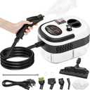 Handheld Steam Cleaner, Steamer for Cleaning, 2500W Pressurized Steam Cleaner with 1.2L Water Tank and 6 Attachments, Portable Steamer Cleaner for Home Car Kitchen Bathroom Furniture Tile Grout, White