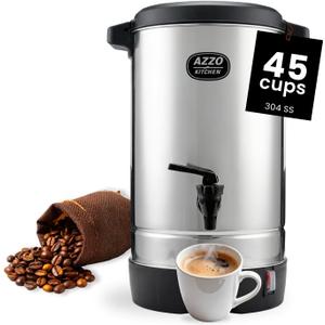 Commercial Coffee Maker 45-Cup Large Coffee Urn with Percolator Coffee Pot Electric 6.9L Stainless Steel Fast Brew Hot Water Dispenser for Tea Catering Events Home Office Easy Cleaning