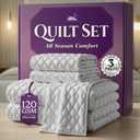King Quilt Bedding Set - Cloud Soft All-Season Bedspread 3 PC w/Shams, Bed Quilt King Size Coverlet - Oversized, Light Weight, Ultra Durable, Easy Care - 106 x 96 in (White)