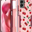 for Moto G 5G 2024 Case Women - Cute Girls Phone Cover Girly Kawaii Aesthetic Unique Design Cheery Heavy Duty Protective Shockproof Military Grade Teens for Motorola Moto G 5G 2024 Cases (Cherry)