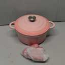 Overmont Enameled Cast Iron Dutch Oven - 5.5QT Pot with Wide Handles Lid Cookbook & Cotton Potholders - Heavy-Duty Pre-Seasoned Cookware Oven Safe to 500°F for Braising, Stews, Roasting, Sourdough Baking