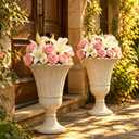 NicBex 24" Tall Urn Planters for Outdoor Plants Set of 2 - Beige Petal, 23.62"H x 15.75"W x 19.69"D