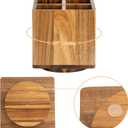 Acacia Wood Extra Large Rotating Utensil Holder for Kitchen Counter, Wooden Utensil Holder with 4 Compartments