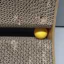 Poils bebe L Shape Cat Scratcher, 26.8 Inch Cat Scratchers for Indoor Cats, Protecting Furniture Cat Scratch Pad, Cardboard Cat Scratching with Ball Toy, Catnip, Large