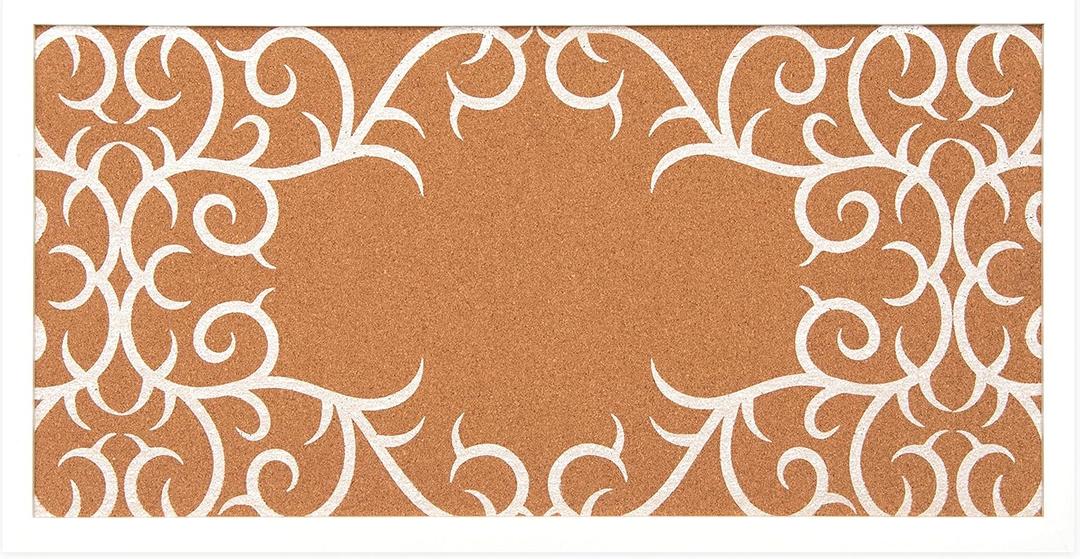 gasaré, Extra Thick Cork, Board for Walls, Bulletin Board, Pin Board, Decorative, Solid Frame, Install Horizontal or Vertical, for Home and Office, Push Pins Included, 23 x 12 Inches, White 