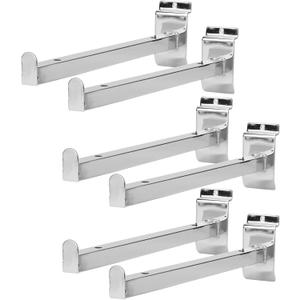 SOUJAP 6 PCS 12 Inch Silver Slatwall Shelf Brackets, 30cm Straight Arm Gridwall Deluxe Hooks, Slatwall Panel Display Hooks for Garage, Home