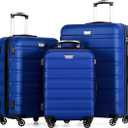Coolife 3-Piece Lightweight Hardside Spinner Luggage Set with TSA Lock (20in24in28in, blue)