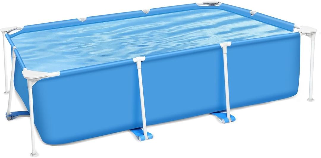 Jojoka 118x 79 x 26 Inch Rectangular Frame Pool Outdoor Backyard Above Ground Swimming Pool (Blue)