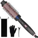Thermal Brush 1.5", Thermal Round Curling Brush with 2 Settings, Long Lasting Universal Voltage Heated Curling Iron for All Hair, Tourmaline Ceramic, Negative Ion Technology, Rose Gold