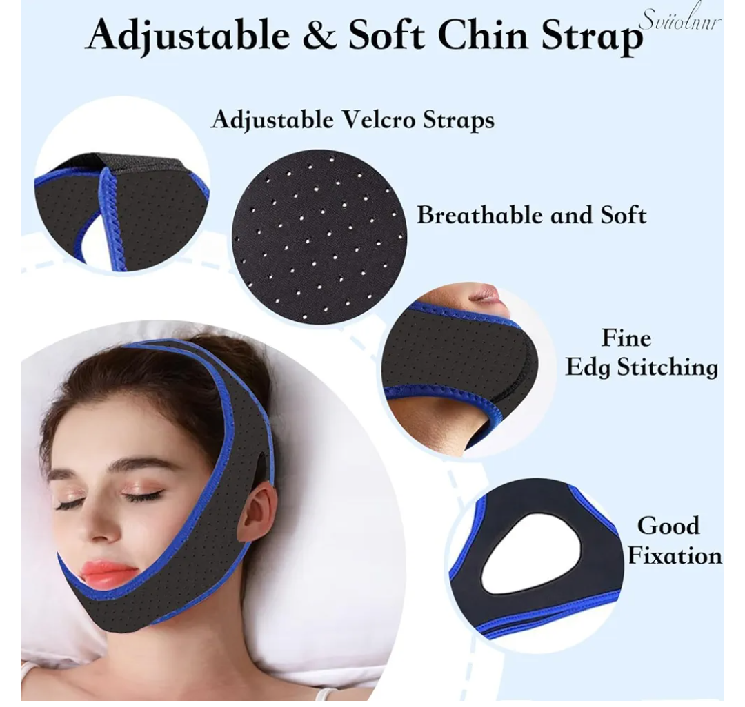 Chin Strap for Snoring Snore Chin Strap for Men & Women Comfortable Jaw Support Snoring Solution Adjustable Effective Snoring Sleep Device Reducing Aid for Women and Men (Blue)