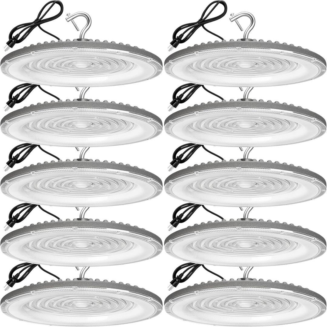 10 Pack 250W UFO Led High Bay Light,120VAC,5000K Daylight Commercial Bay Lighting,IP66 Waterproof,41050LM,1150W MH/HPS with Plug Area Light for Warehouse/Shop/Workshop/Garage/Barn/Gym/Factory (250W 10pack UFO high bay light)