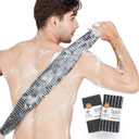 Yiclick Exfoliating Body Scrubber, Back Scrubber for Shower Bath, Japanese Scrub Wash Cloth, Exfoliating Washcloth Towel for Men Women, Body Exfoliator Loofah Luffa Sponge Net Rag Back Washer (Black)