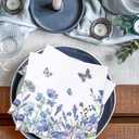 3 x 80 Pcs Floral Paper Napkins Summer Watercolor Blue Wildflower Butterfly Disposable Napkins Flower Blossom Luncheon Dinner Napkin for Spring Wedding Baby Shower Birthday Tea Party Supplies