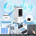 Portable Air Conditioners, [2.5 Gal] Fast Cooling Evaporative Air Cooler, 60W Quiet Portable AC Unit w/Remote & Timer, 4-IN-1 Swamp Cooler, Windowless Air Conditioner Fan for Bedroom Dorm Garage