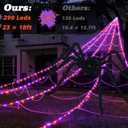 Spider Webs Halloween Decorations Outdoor 290 LED Halloween Spider Web Lights Decoration with 78.7" Large Spider & 3.53 oz Stretch Cobweb 23 Ft Giant Lighted Web with 8 Modes (Purple & Orange)
