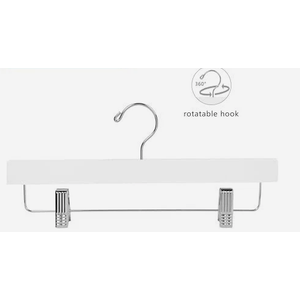 Deluxe Wooden Pants Hangers Solid Wood Bottom Jeans Hanger Skirt Hanger with 2-Adjustable Clips 2 Pack