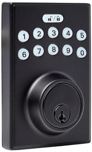 Electronic Keypad Deadbolt Door Lock with Touch-Control Keyless Easy Installation, Auto Lock, Keyed Entry Option, Contemporary, 1-Pack, Matte Black
