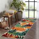 COZYLOOM Indoor/Outdoor Runner Rug 2'3"x7'3" Hallway Rug Entryway Runners Modern Floral Leaves Area Rug Easy Cleaning Non-Shedding Outdoor Runners for Bedroom Kitchen Laundry Backyard Deck Porch (Leaf)