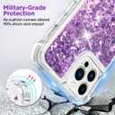 ANSHOW Compatible with iPhone 14 Pro Max Case for Women Girls Liquid Glitter Case,[ with Two Screen Protectors ] Cute Sparkly Clear Shiny Bling Sparkle Phone Cases Clear,Purple