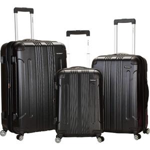 Rockland London Hardside 3 Piece Expandable Spinner Wheel Luggage Set, (20"/24"/28"), Black