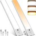 120 LEDs Under Cabinet Lights 3 Color Temps, 6 Pack 30CM Motion Sensor Light Indoor, 3000-6000K Dimmable Closet Lights, Rechargeable Under Counter Lights for Wardrobe, Kitchen, Stairs