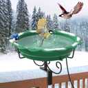 Heated Bird Baths for Outdoors, 100W Heated Bird Bath for Deck Railing, Heated Birdbath with Thermostat Control, Heated Bird Bath for Outside Winter Garden Patio Yard (Green)