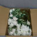 Jexine 100 Pieces Artificial Roses Flowers Bulk, Long Stem Realistic Fake Silk Roses Bouquet for Table Centerpiece Vases Wedding Party Home Kitchen Decor (White)