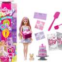 Barbie Party Unboxed Doll & Accessories, Pet Birthday Series Birthday Bows Set with 10 Surprises Including Color Change & Cake-Decorating Activity (Purple)